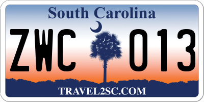 SC license plate ZWC013
