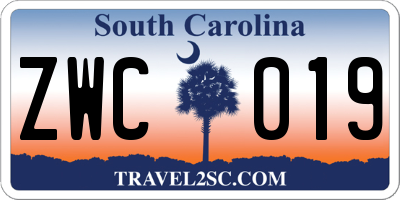 SC license plate ZWC019