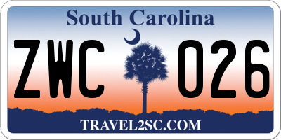 SC license plate ZWC026