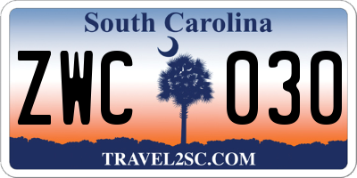 SC license plate ZWC030