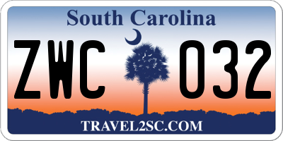 SC license plate ZWC032