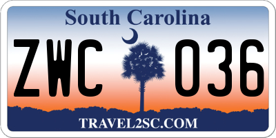 SC license plate ZWC036