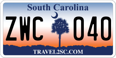 SC license plate ZWC040