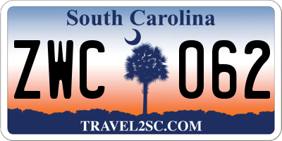 SC license plate ZWC062