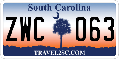 SC license plate ZWC063