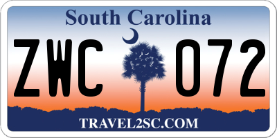 SC license plate ZWC072