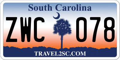 SC license plate ZWC078