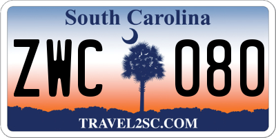 SC license plate ZWC080