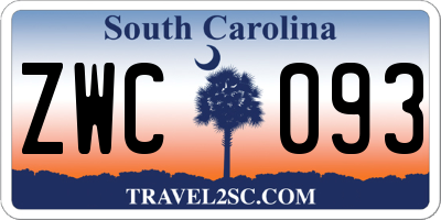 SC license plate ZWC093