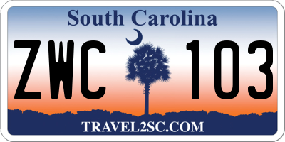 SC license plate ZWC103