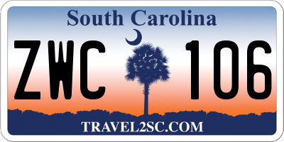 SC license plate ZWC106