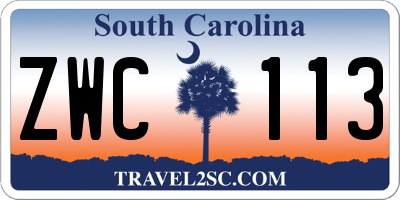 SC license plate ZWC113