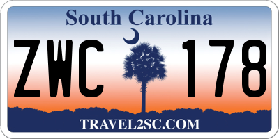 SC license plate ZWC178