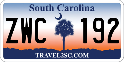 SC license plate ZWC192