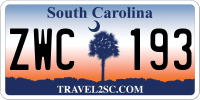 SC license plate ZWC193