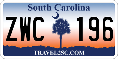 SC license plate ZWC196