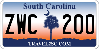 SC license plate ZWC200