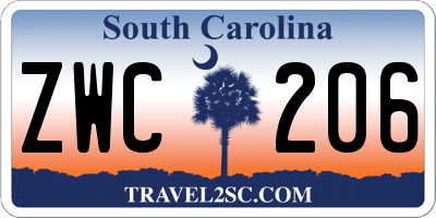 SC license plate ZWC206