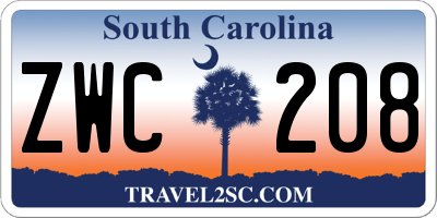 SC license plate ZWC208