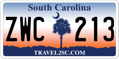 SC license plate ZWC213
