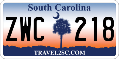 SC license plate ZWC218