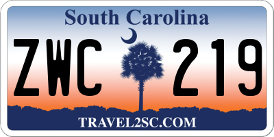 SC license plate ZWC219