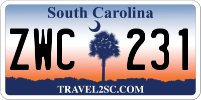SC license plate ZWC231
