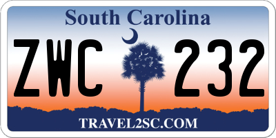 SC license plate ZWC232
