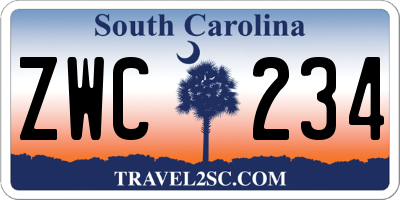 SC license plate ZWC234