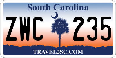 SC license plate ZWC235