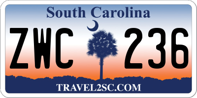 SC license plate ZWC236