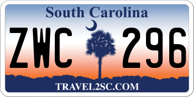 SC license plate ZWC296