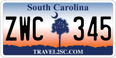 SC license plate ZWC345