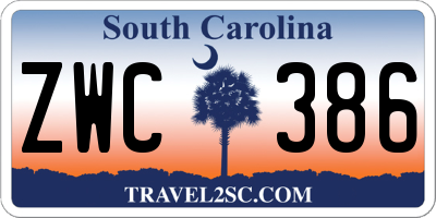SC license plate ZWC386