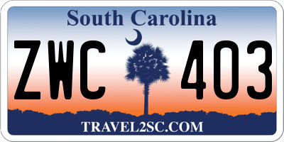 SC license plate ZWC403