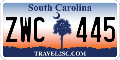 SC license plate ZWC445