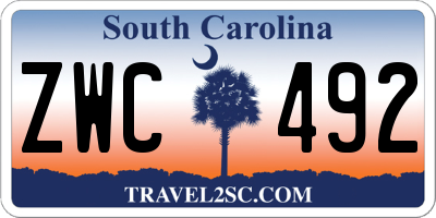 SC license plate ZWC492