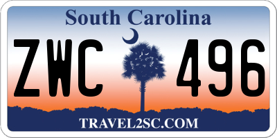 SC license plate ZWC496