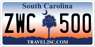SC license plate ZWC500