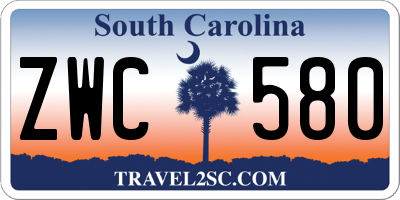 SC license plate ZWC580