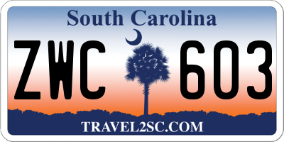 SC license plate ZWC603