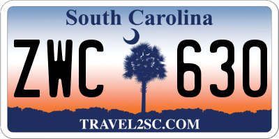 SC license plate ZWC630