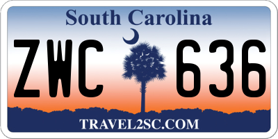 SC license plate ZWC636