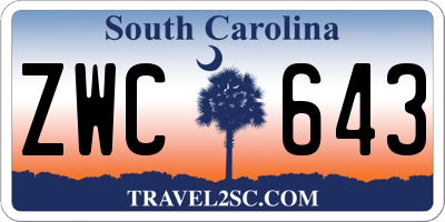 SC license plate ZWC643