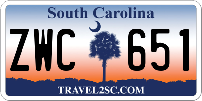 SC license plate ZWC651
