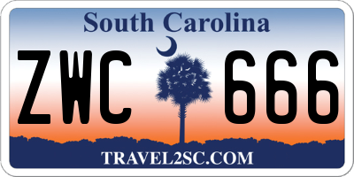 SC license plate ZWC666