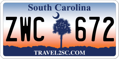 SC license plate ZWC672
