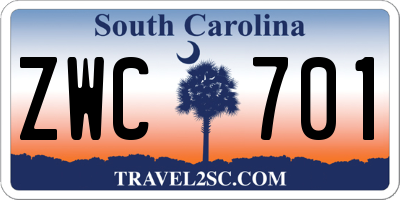 SC license plate ZWC701