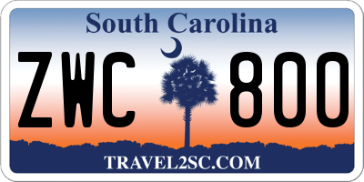 SC license plate ZWC800
