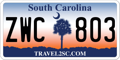 SC license plate ZWC803
